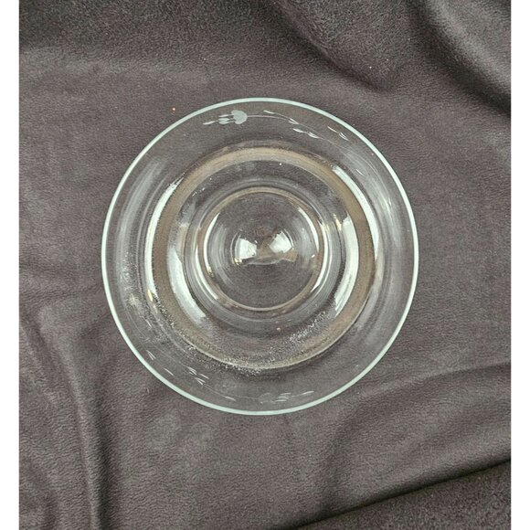 Princess House Chip And Dip Heritage Pattern Etched Floral Design Clear Crystal - Picture 3 of 8